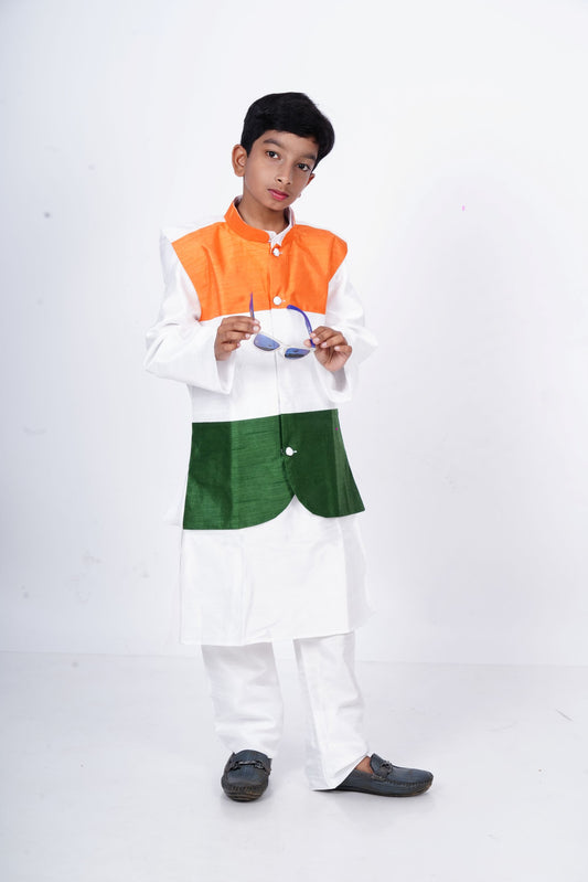 Boys tricolour Kurta with pyjama