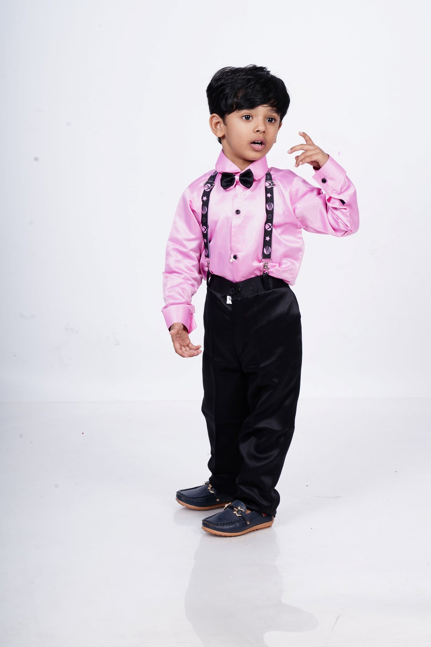 Boys pink and black suspender set KW067