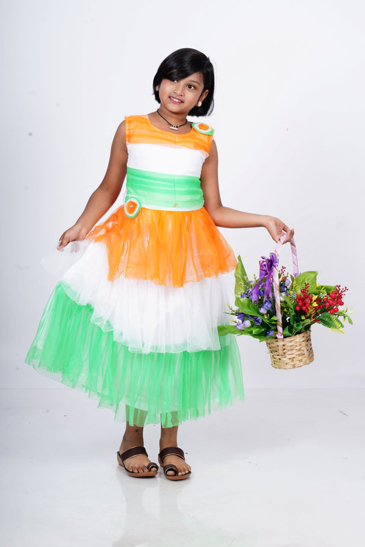 Girls tricolor long frock