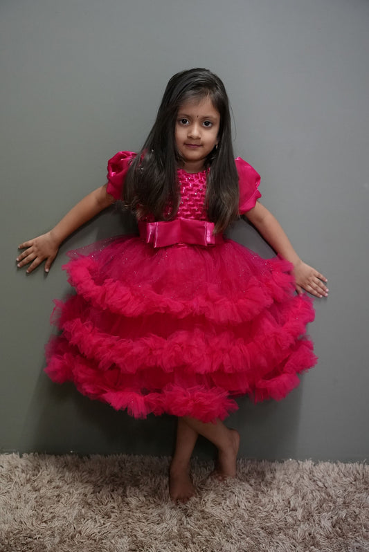 Dark pink party wear frock KW044
