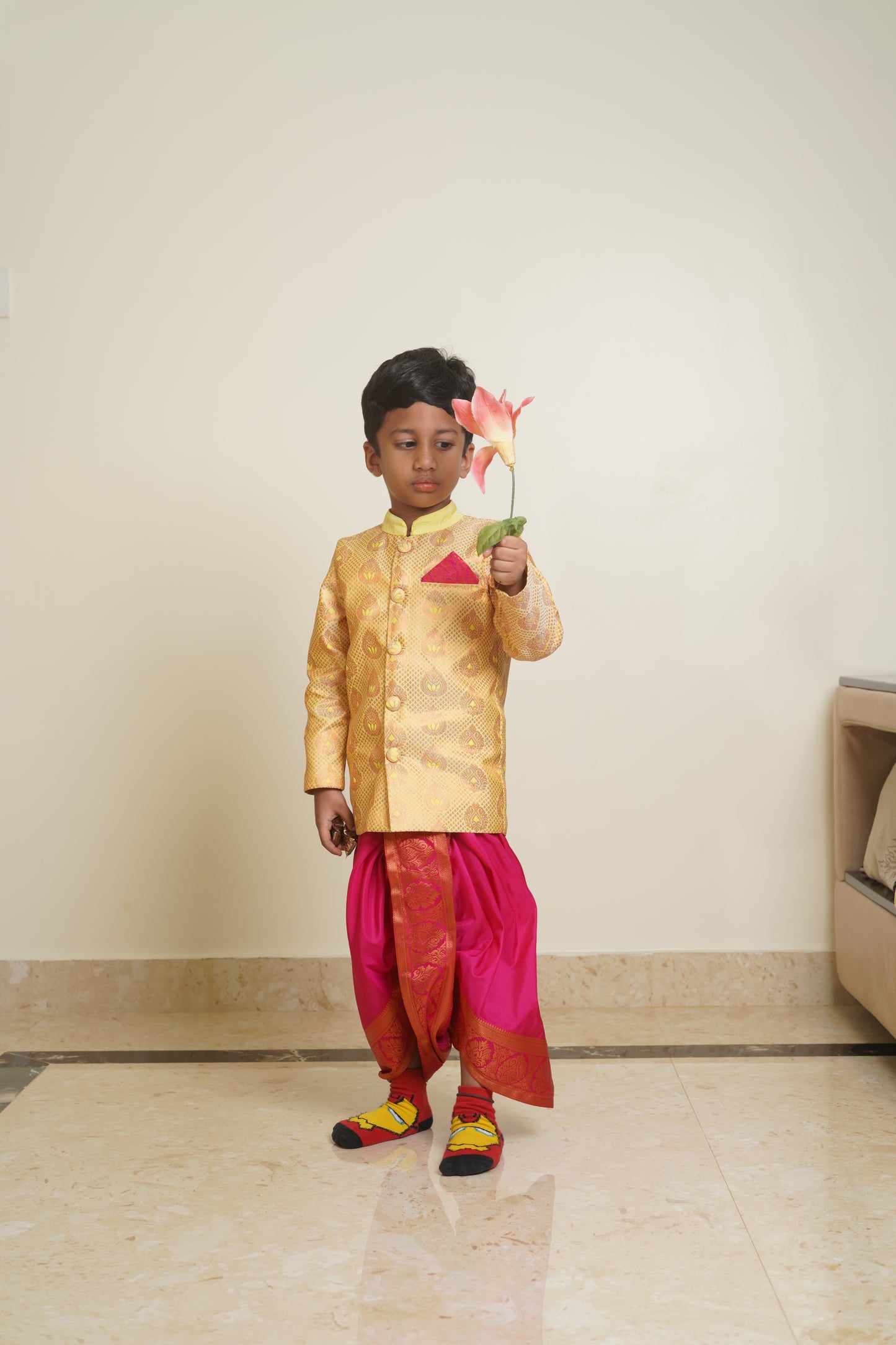 Golden&Pink dhoti-kurta set KW086