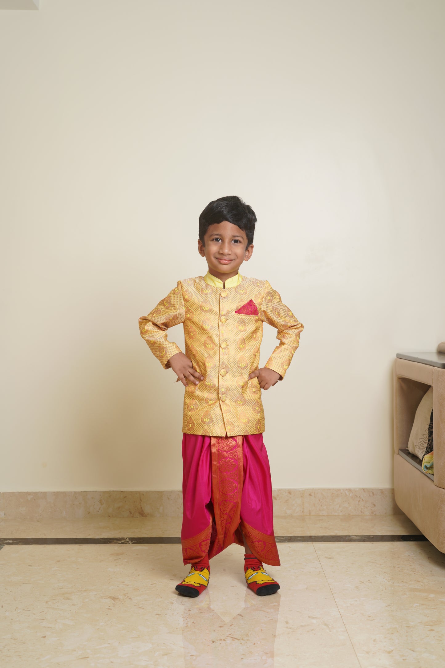 Golden&Pink dhoti-kurta set KW086