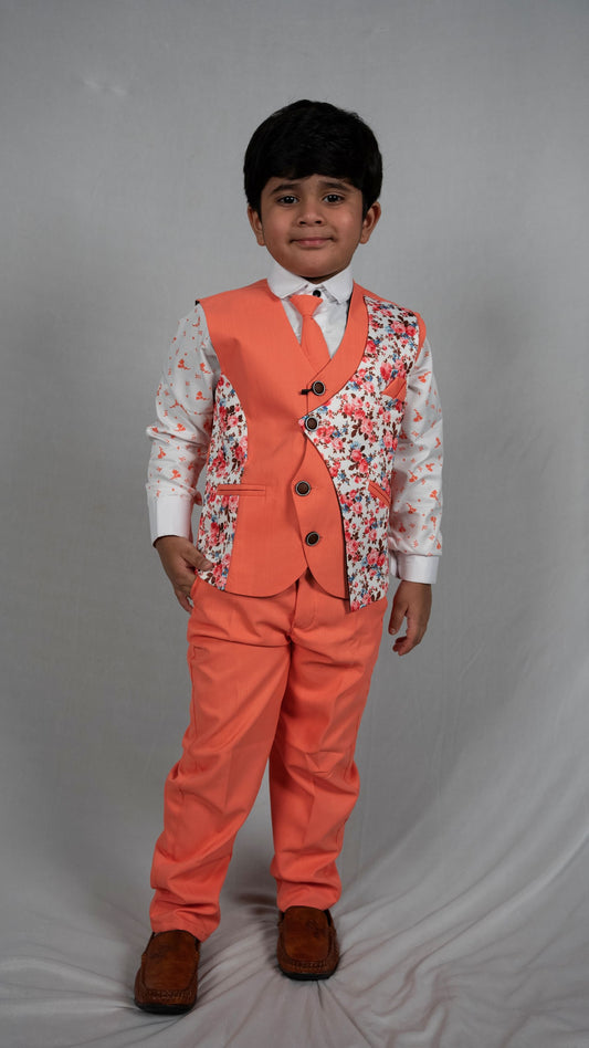 Peach color boys suit set KW049