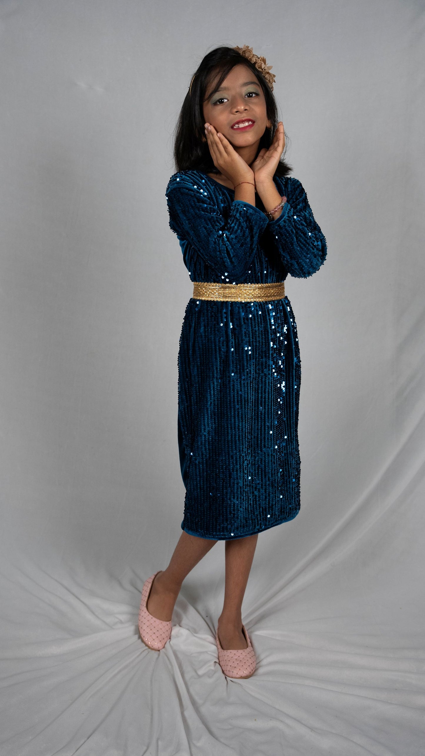 Teal sheath dress KW015