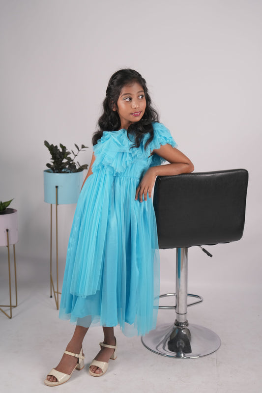 Girls skyblue color frock KW053