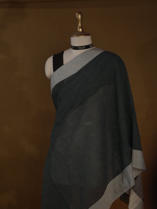 Dark green cotton saree CS007