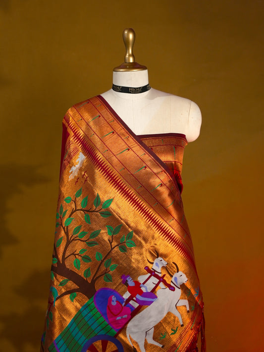 Maroon digital printed saree DS005
