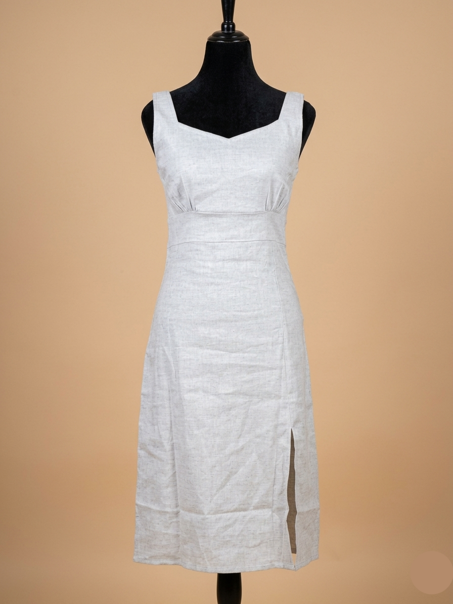 Cool grey side slit dress