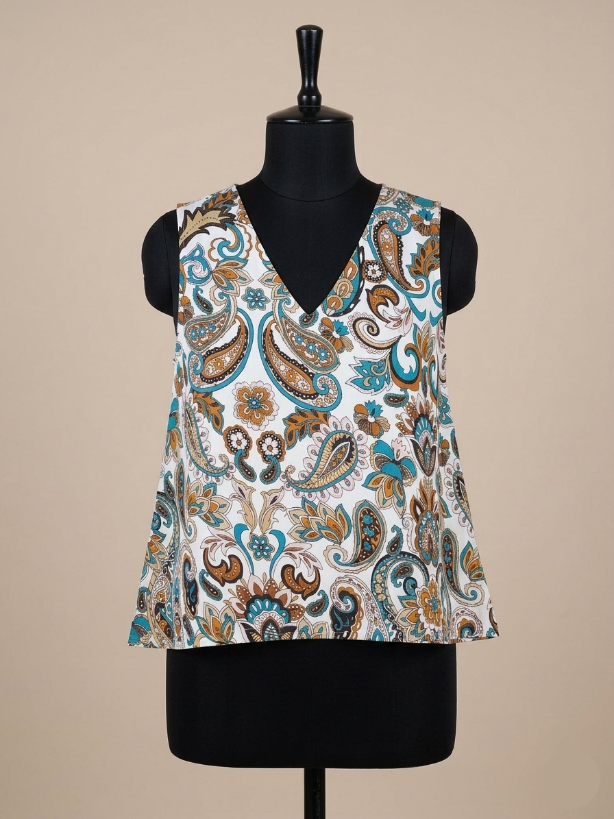 Paisley printed short top