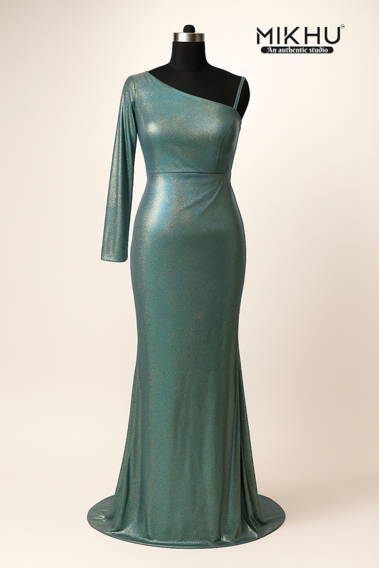 Dusky teal Party wear gown GN012