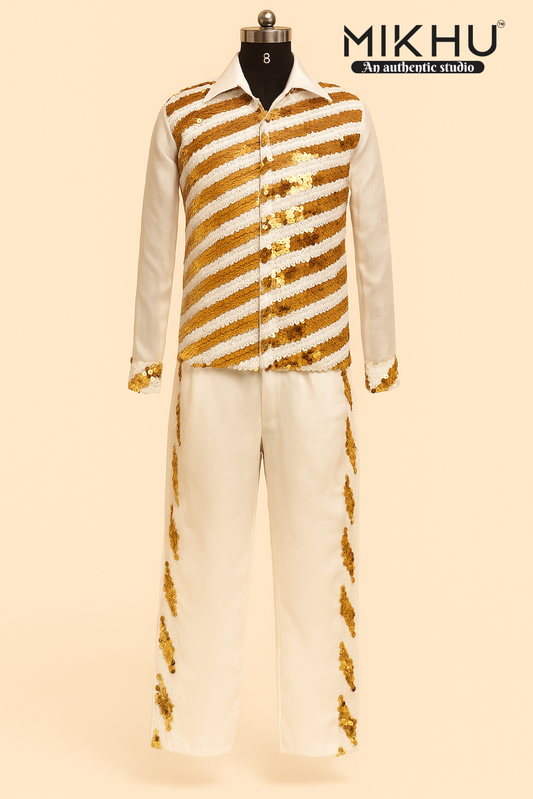 Boys white and gold partywear