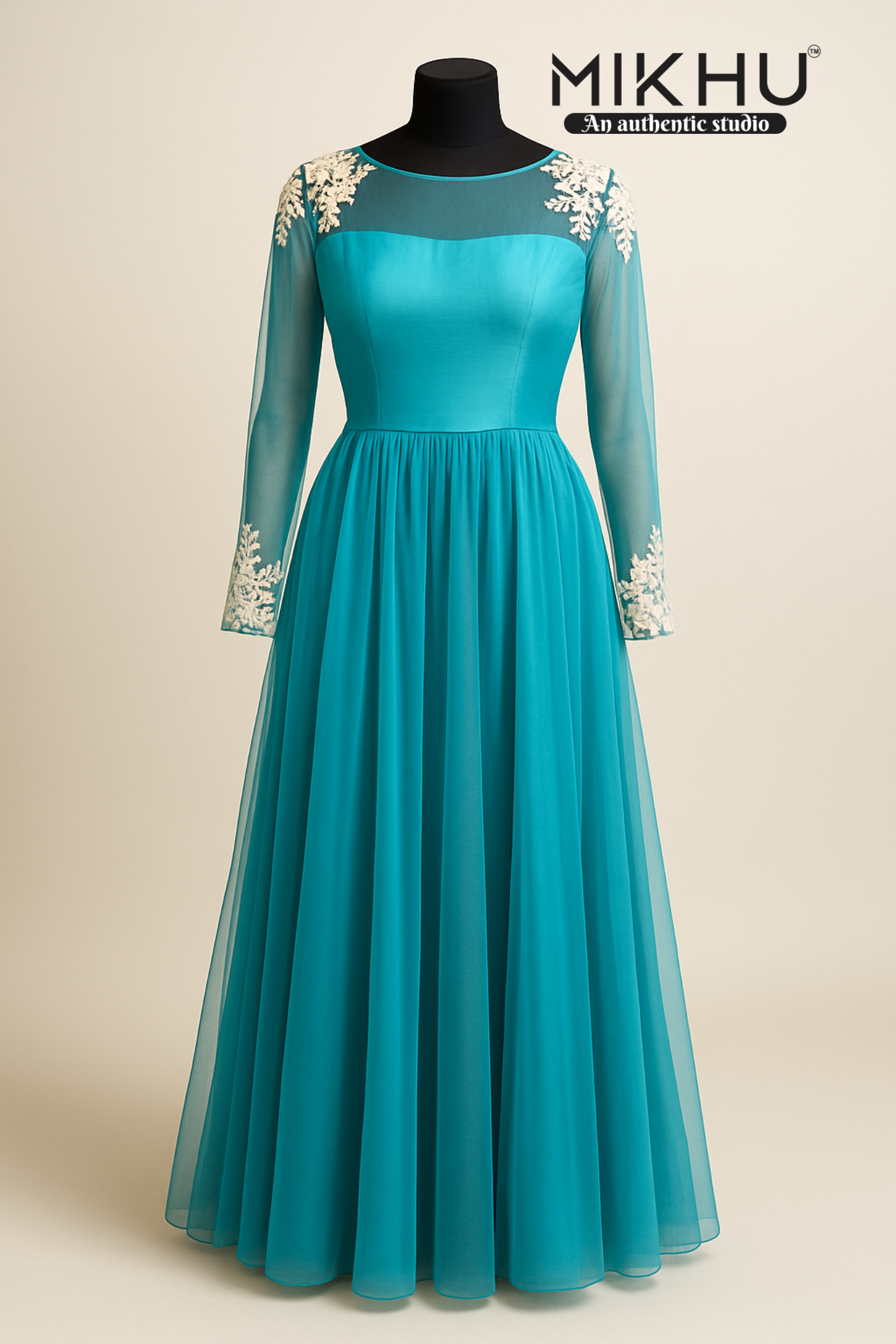 Blue net gown