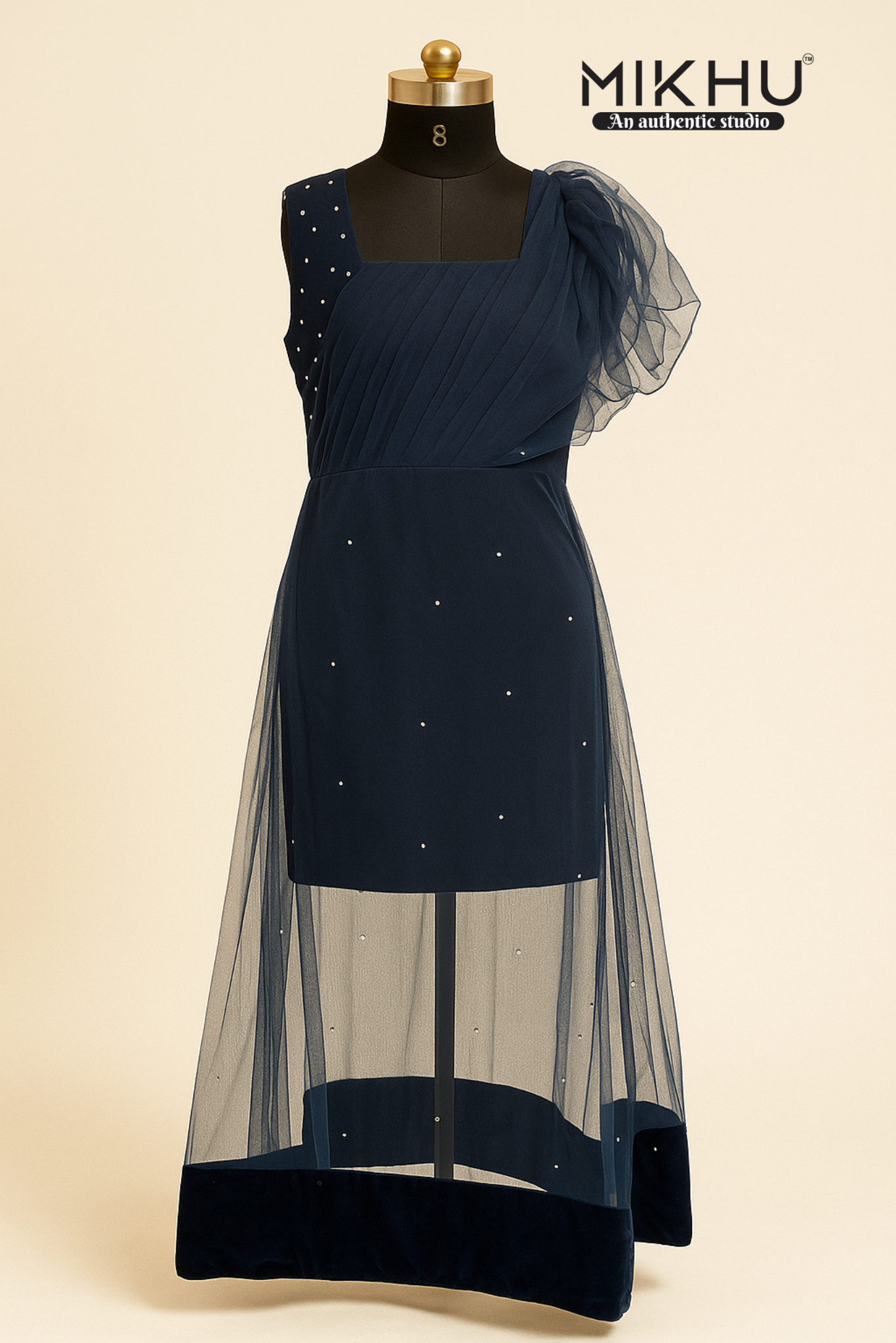 Girls teal netted long dress KW059