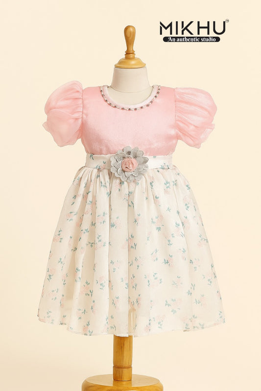 White and pink frock KW035