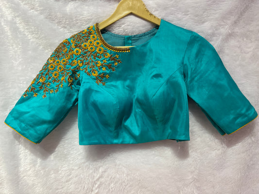 Blue aariwork blouse
