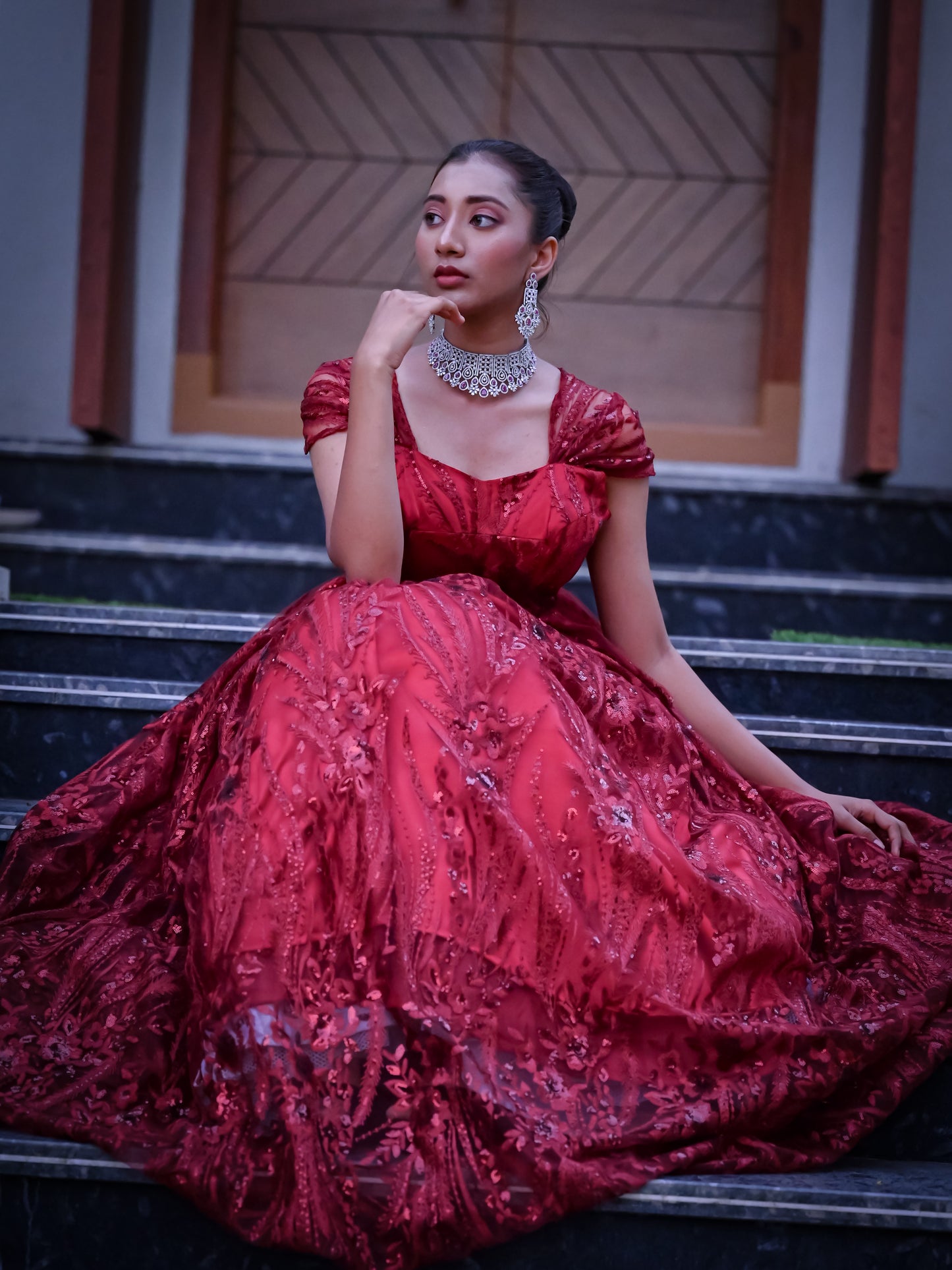 Red long gown GN023