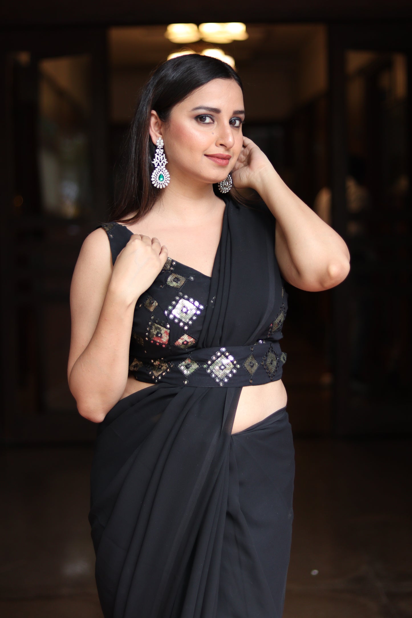 Black designer saree