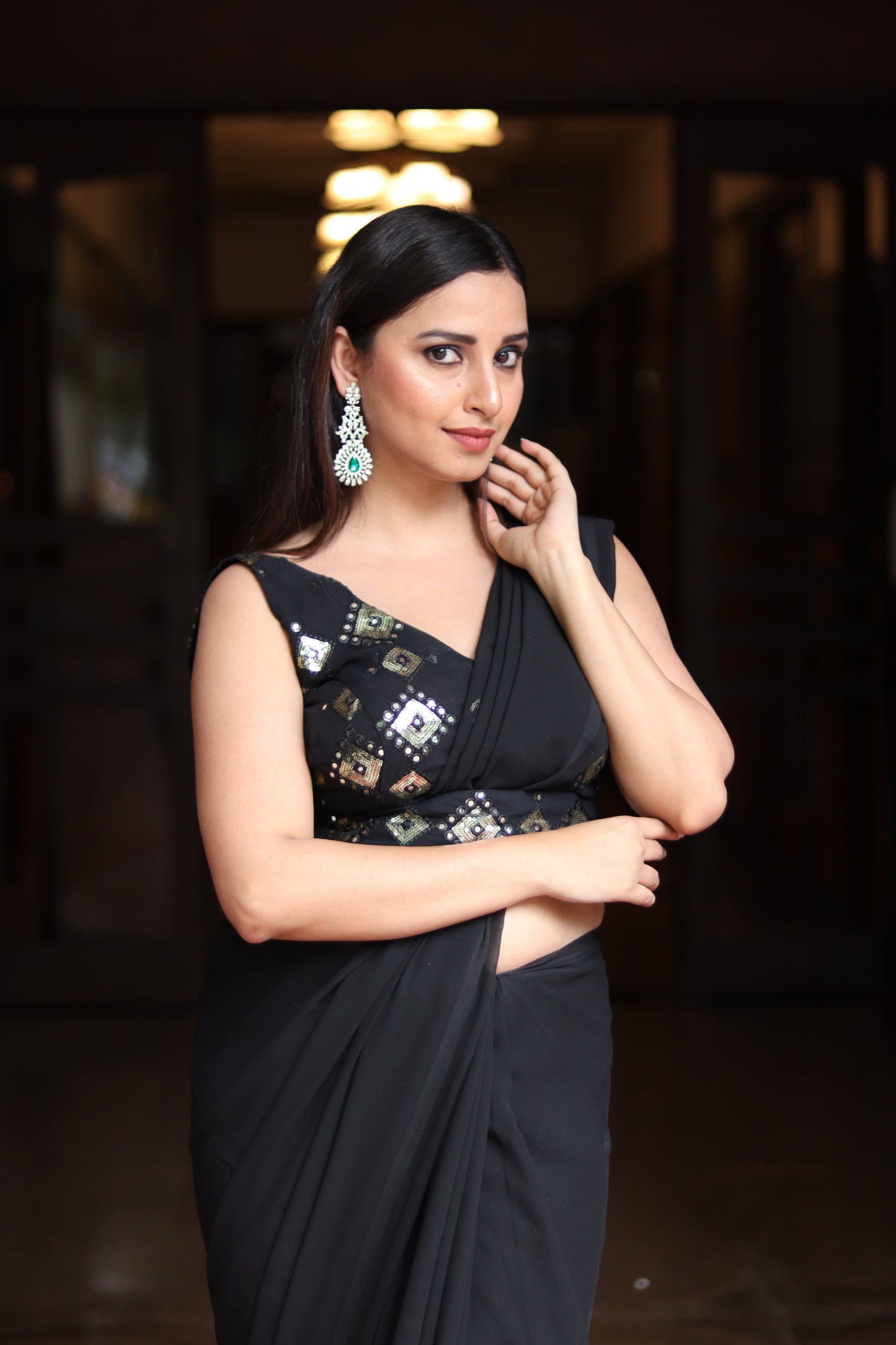 Black designer saree