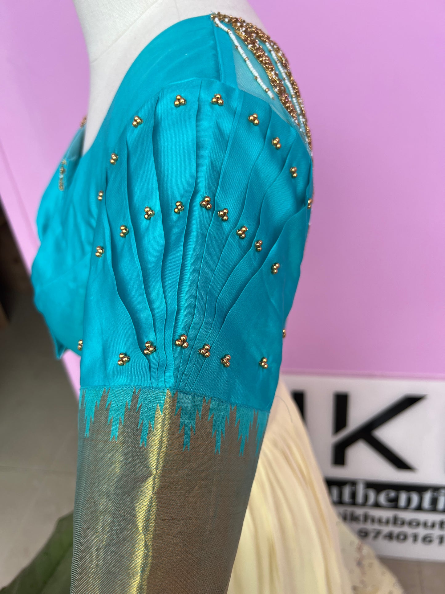 Blue Aari Work Blouse