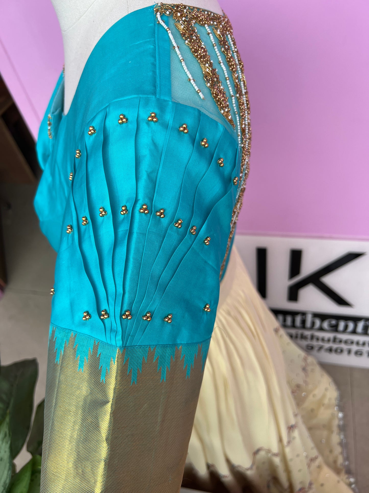 Blue Aari Work Blouse