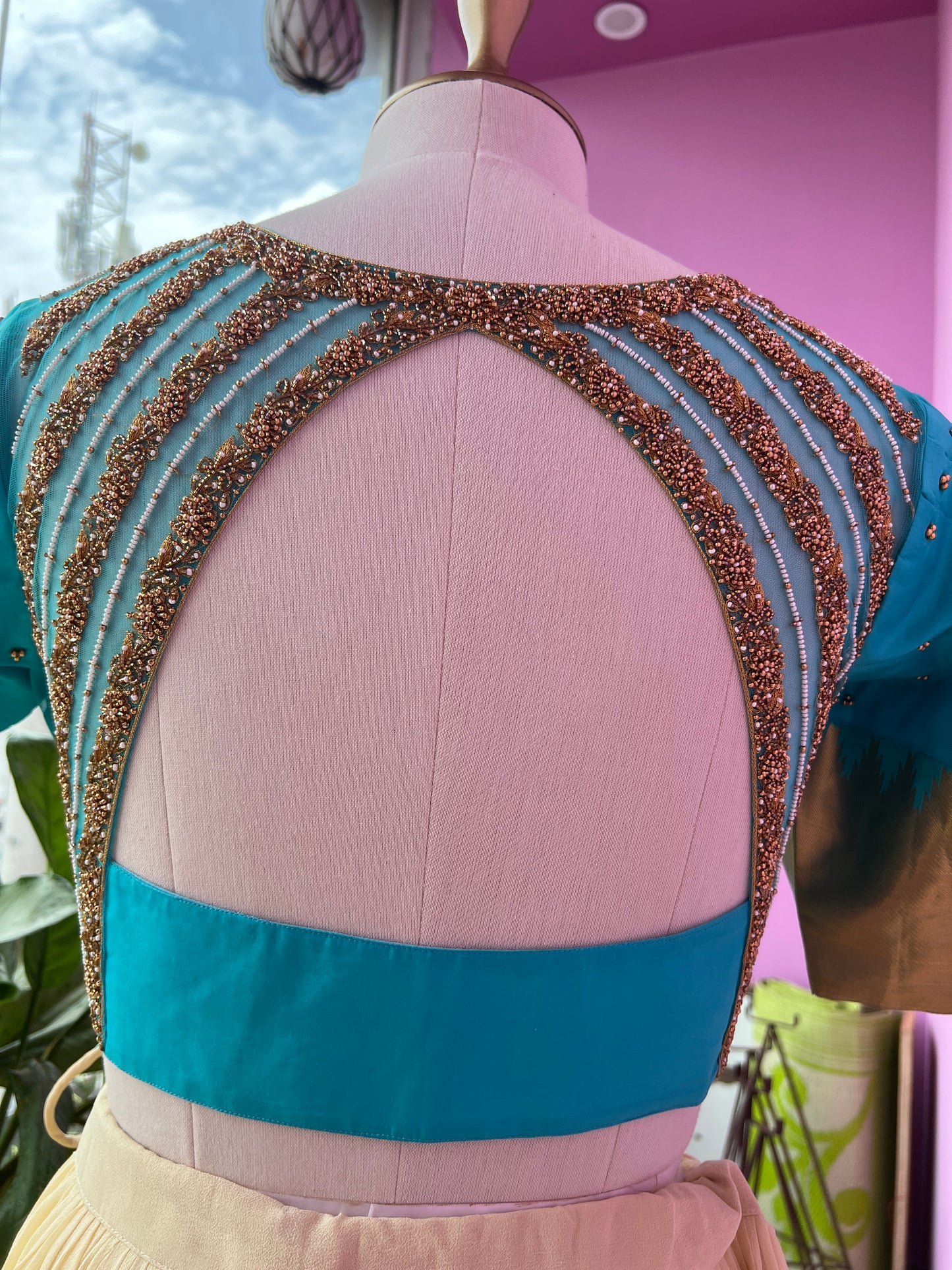 Blue Aari Work Blouse
