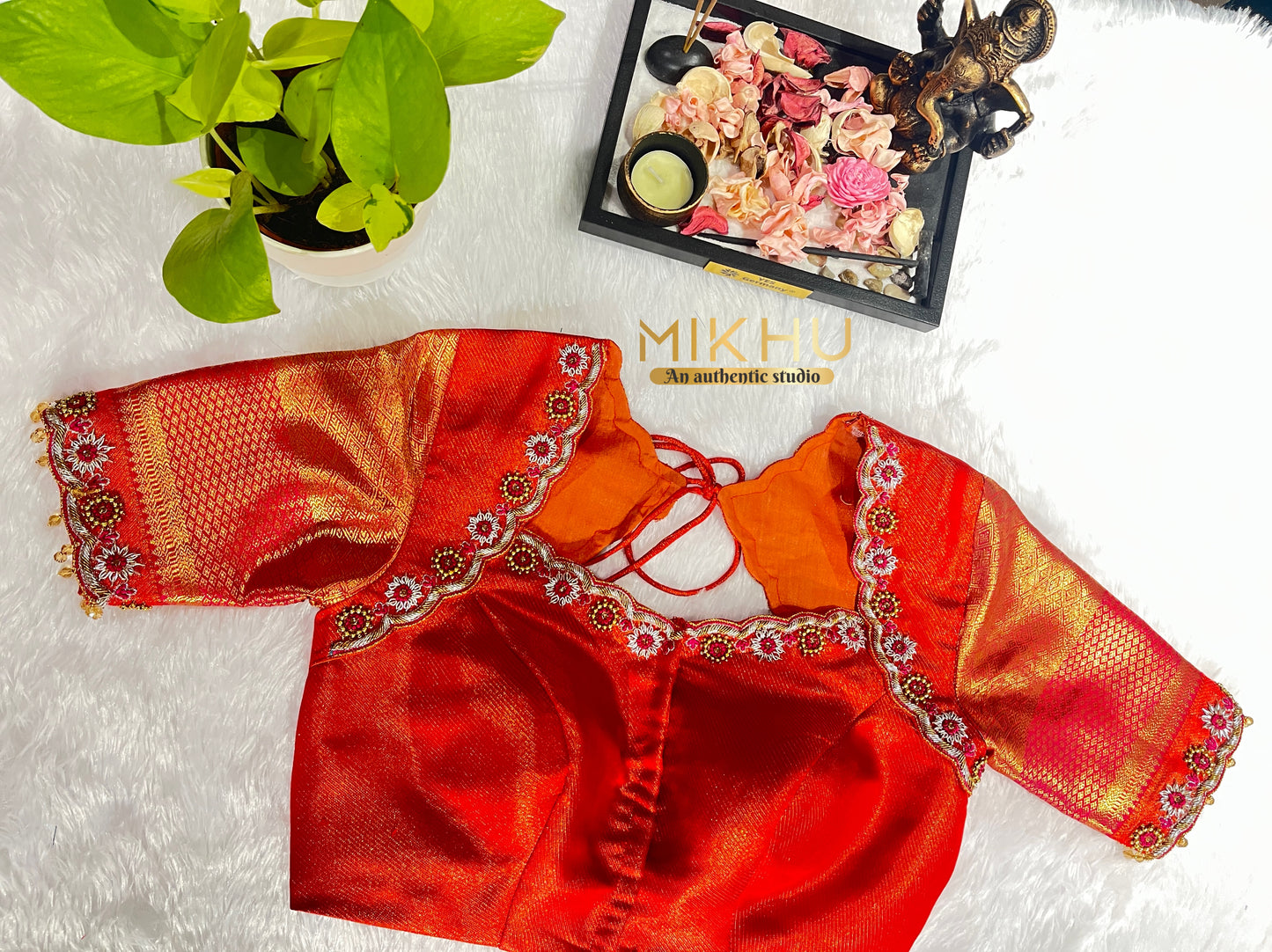 Simple and elegant zardosi handwork blouse
