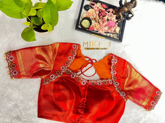 Simple and elegant zardosi handwork blouse