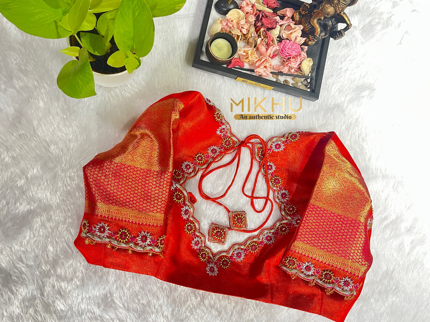 Simple and elegant zardosi handwork blouse