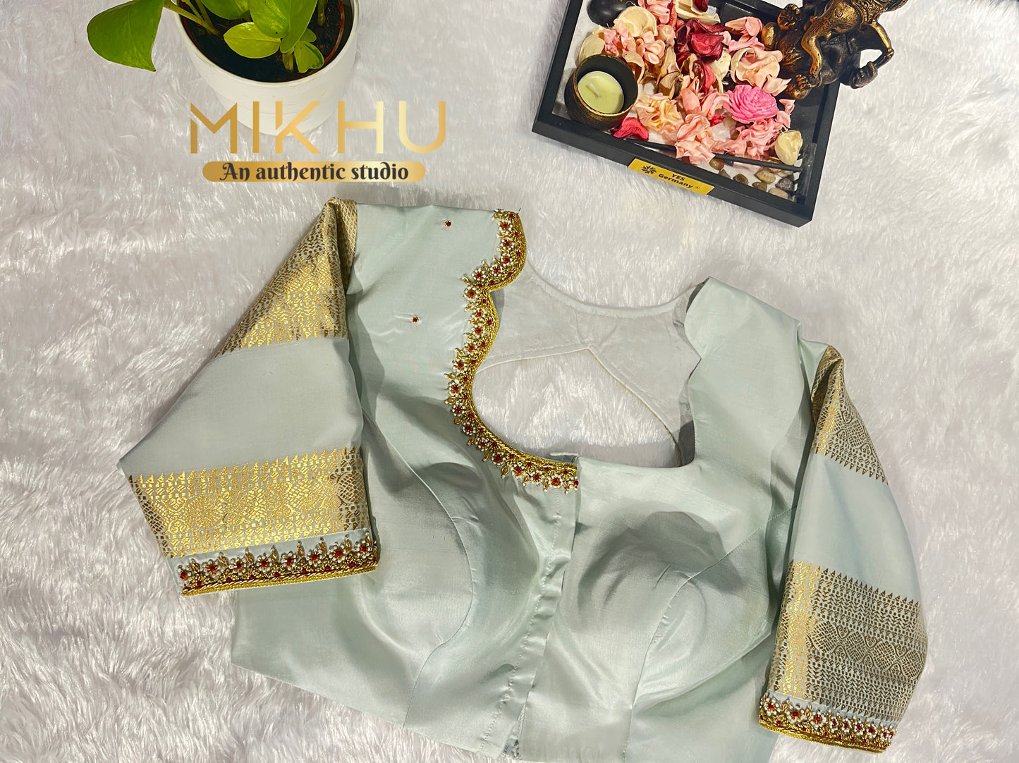 Simple Aari handwork blouse