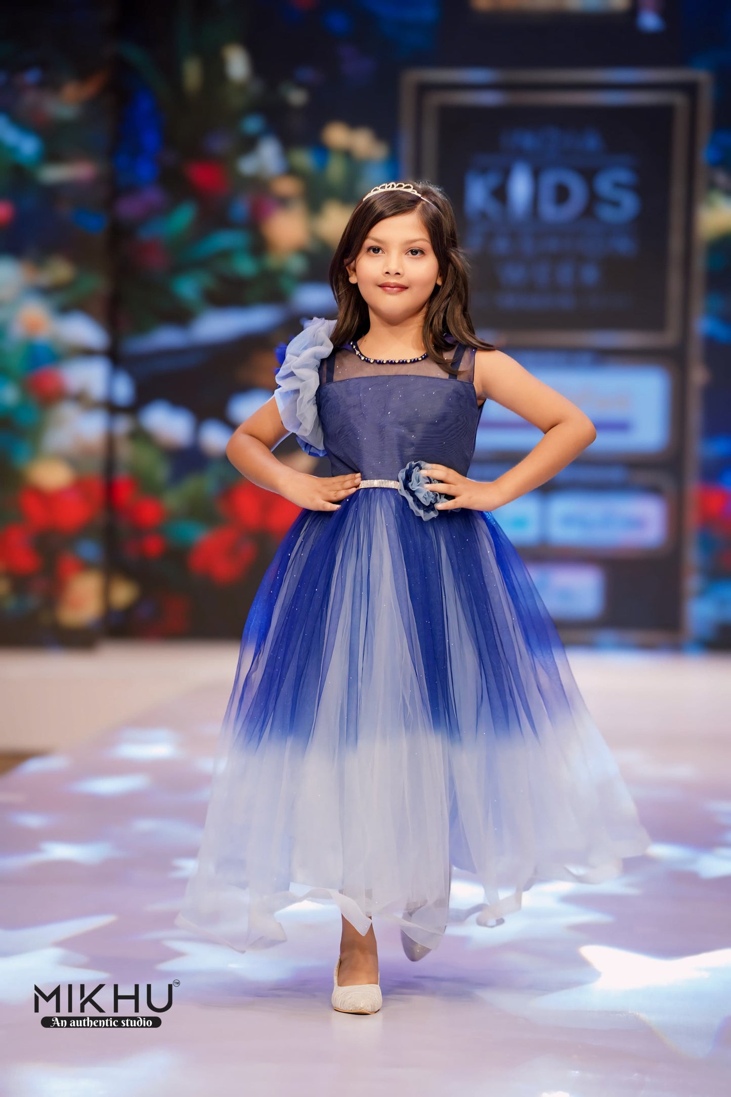 Blue ombre designer frock KW021