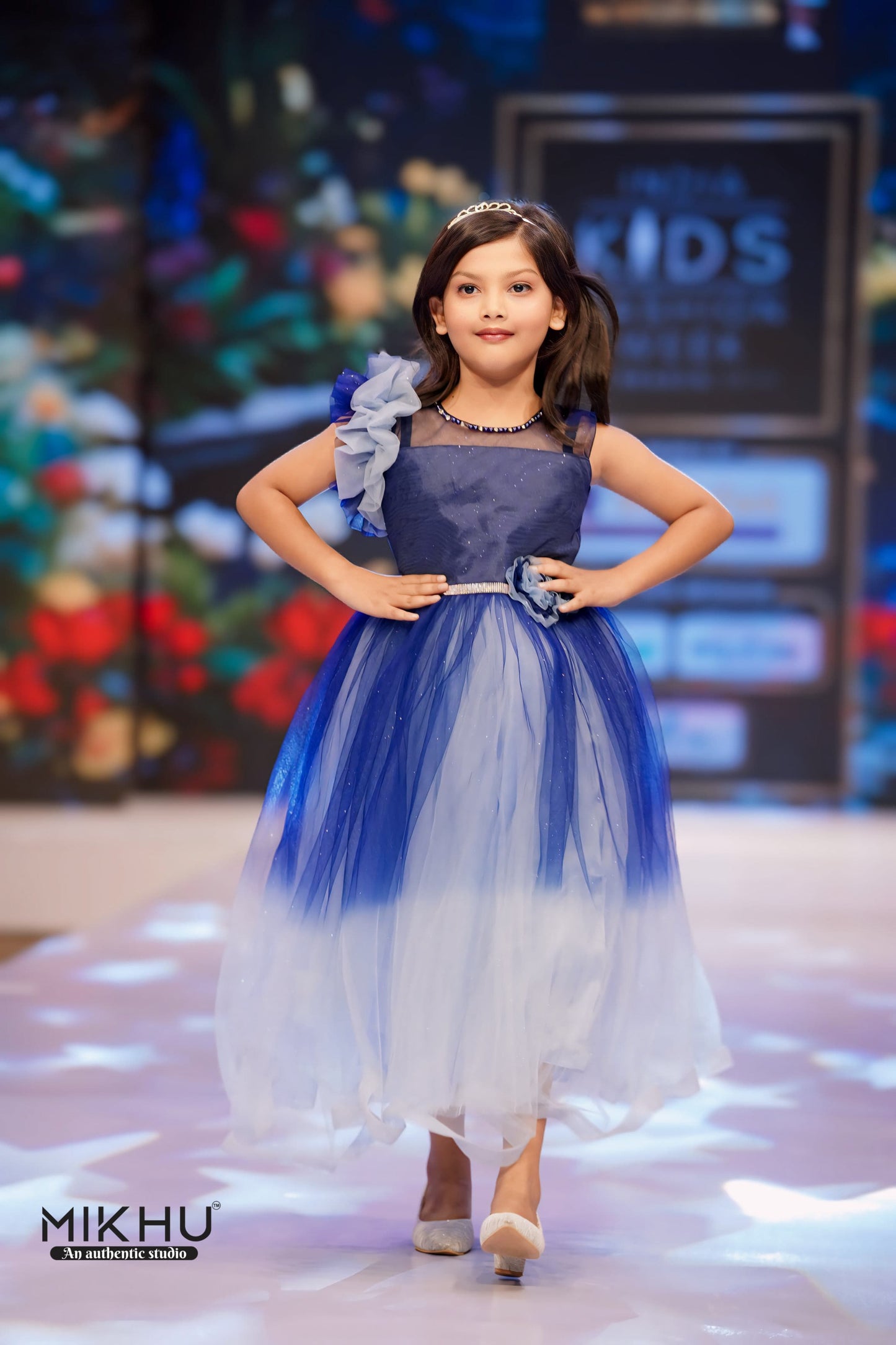 Blue ombre designer frock KW021
