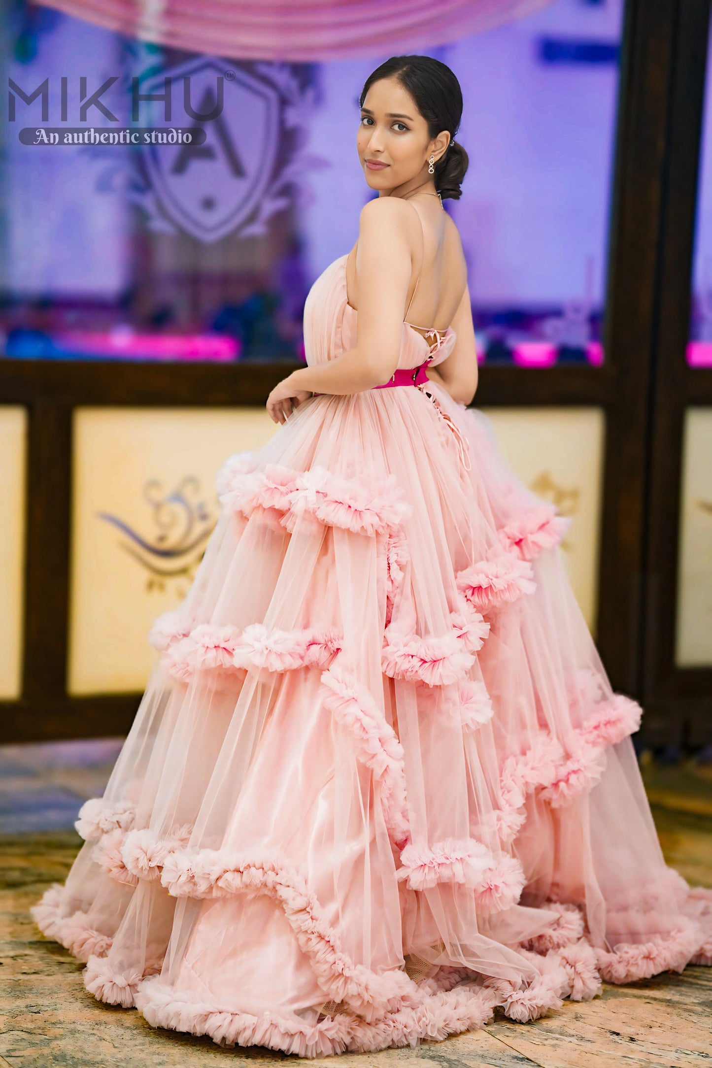 Pink floral gown