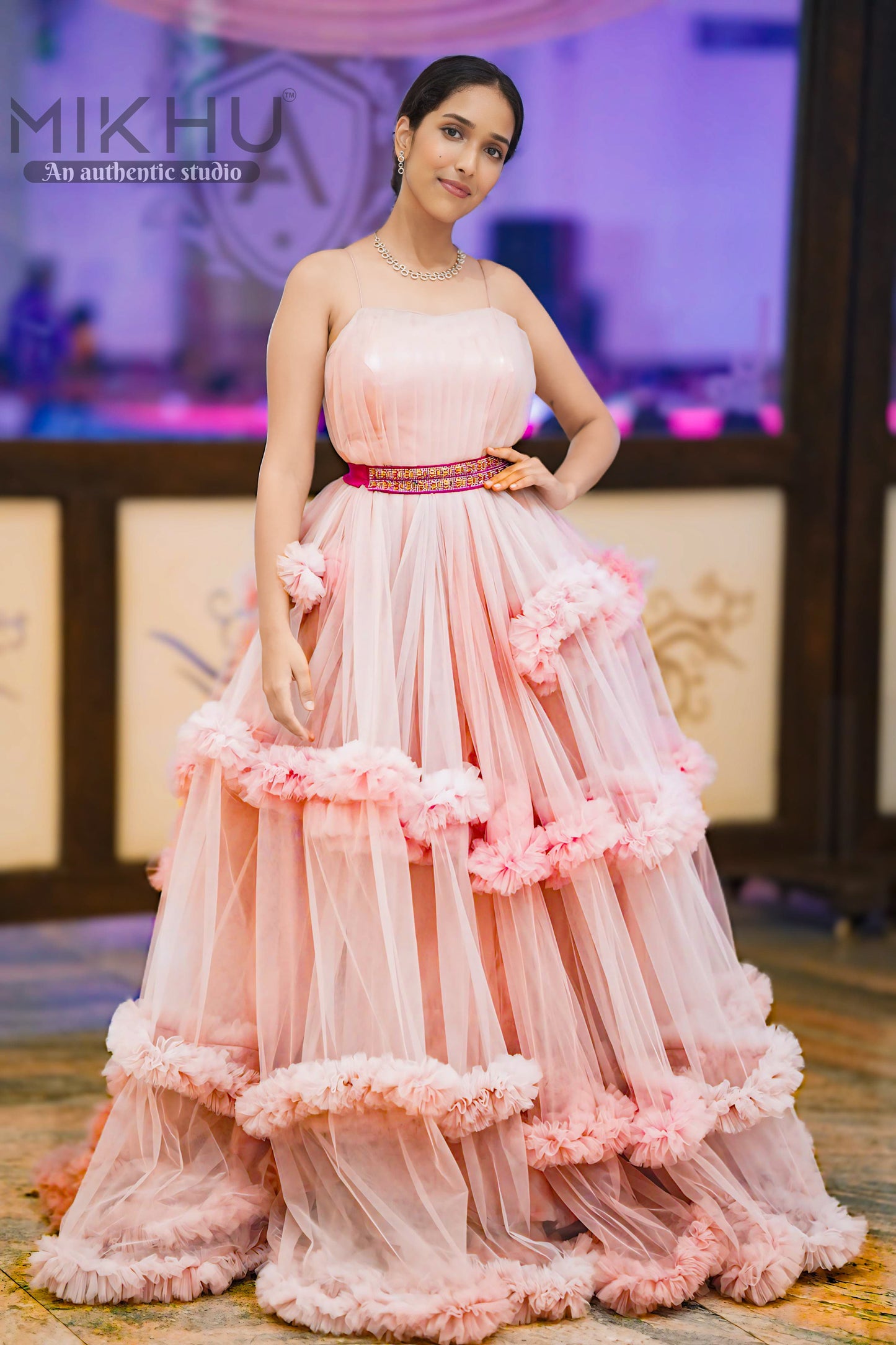 Pink floral gown