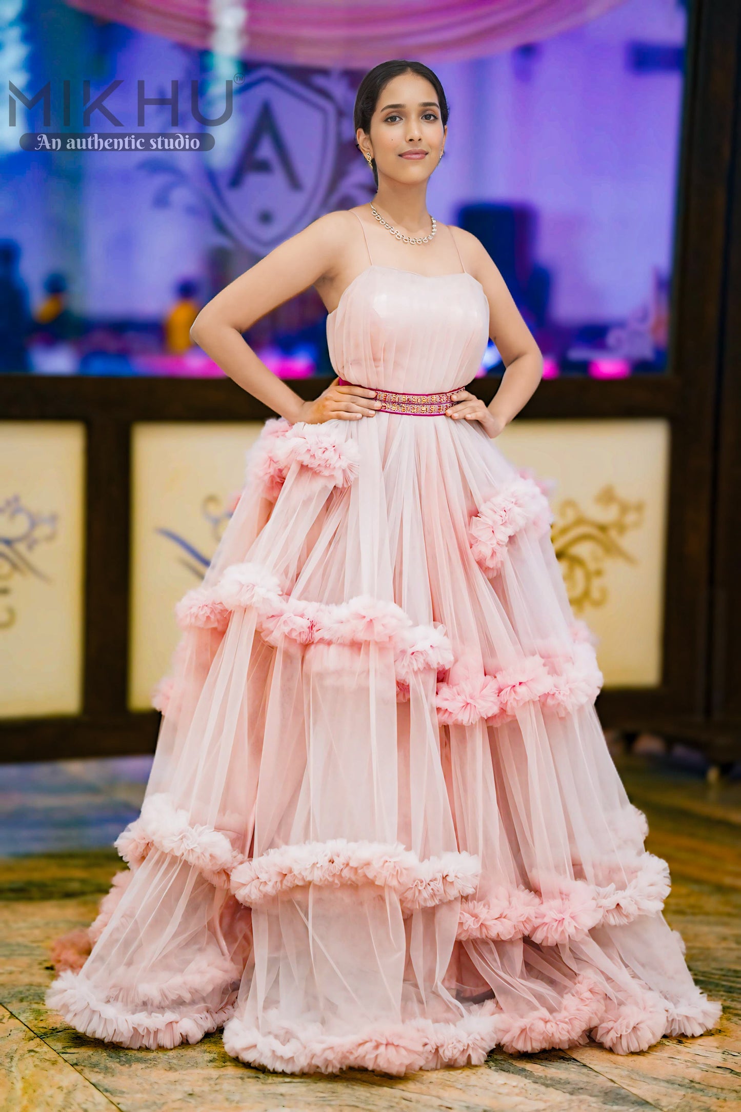 Pink floral gown