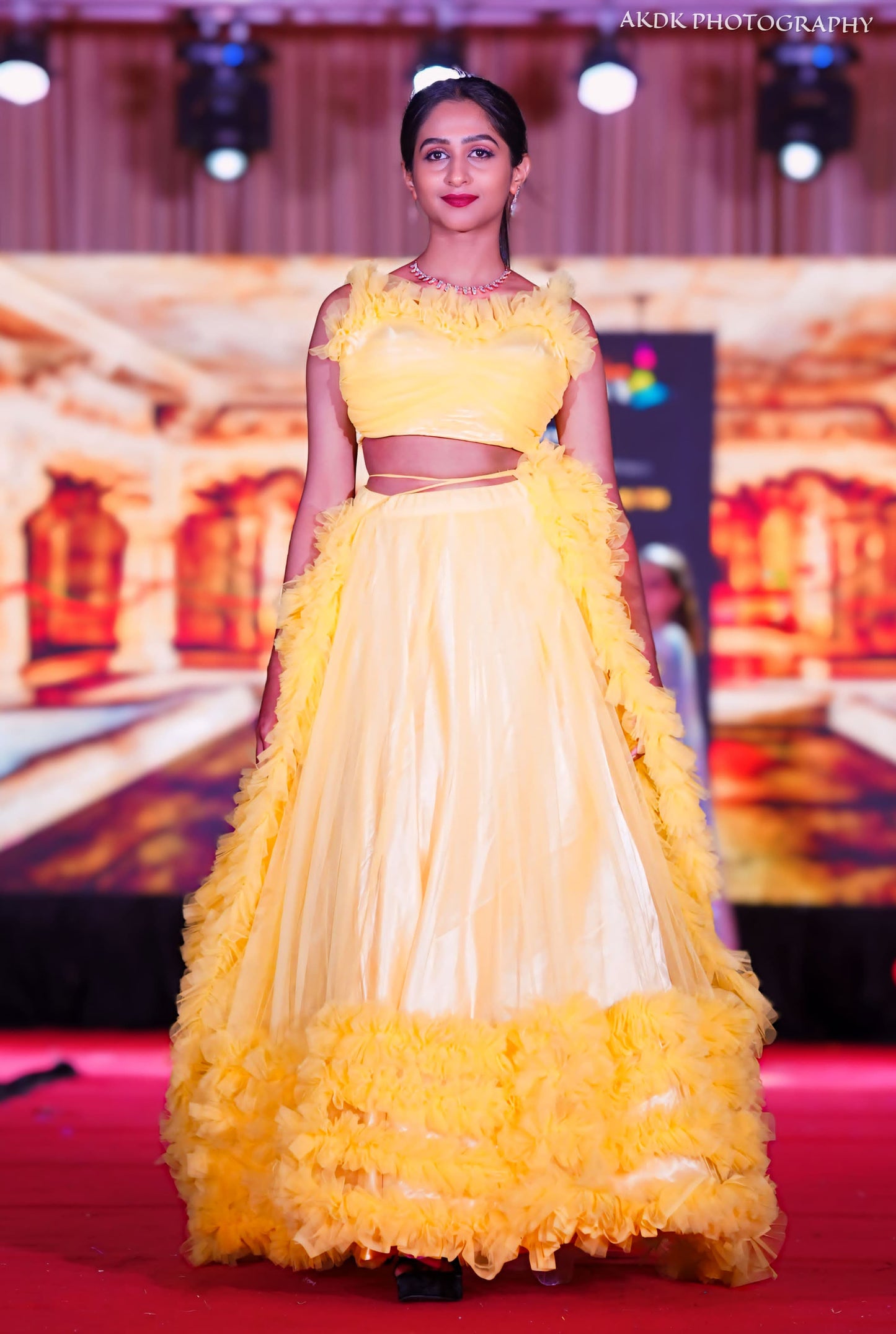Yellow ruffled gown GN024