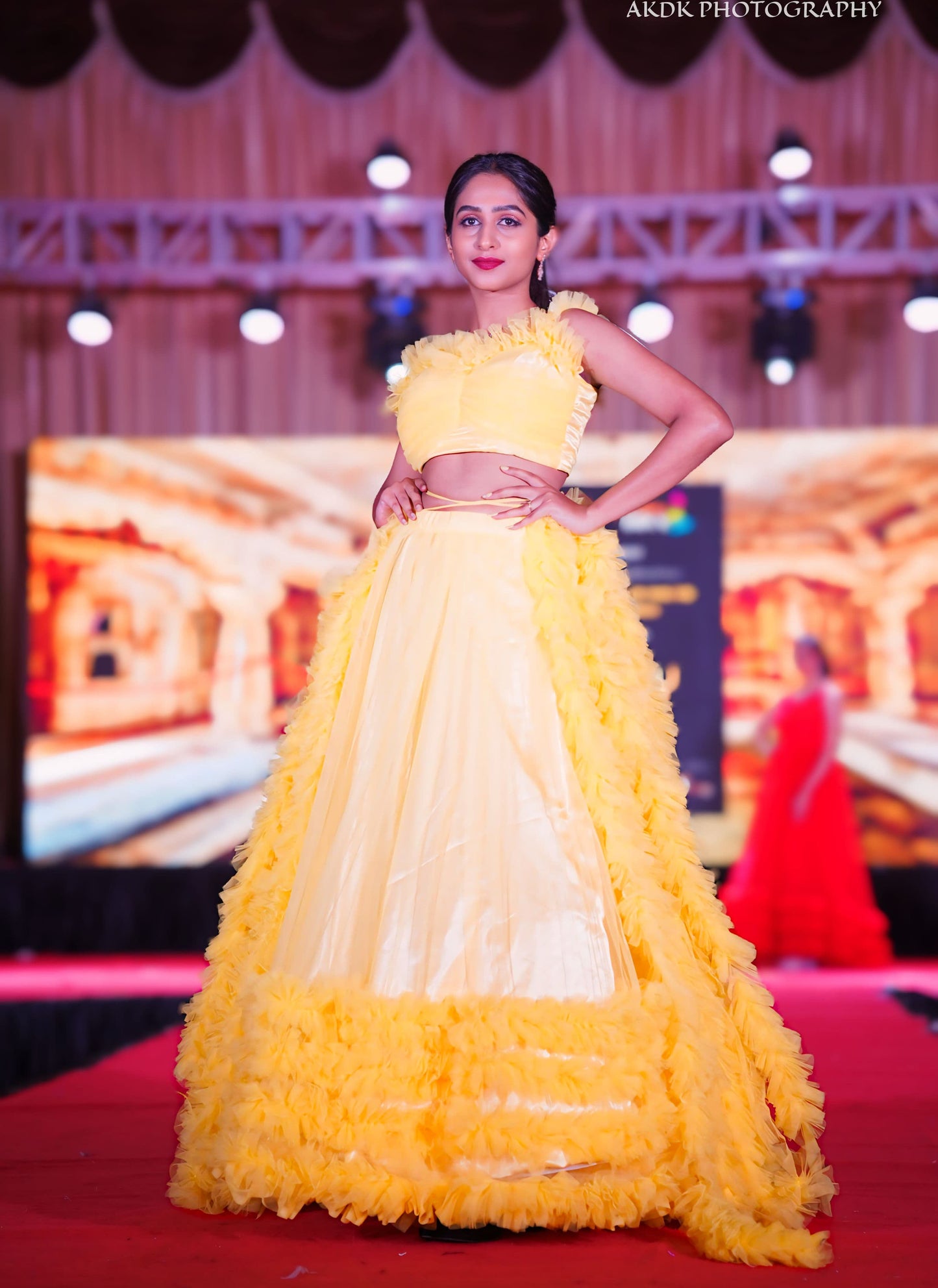 Yellow ruffled gown GN024