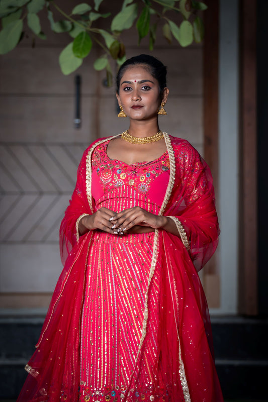 Pink handworked lehenga LH001
