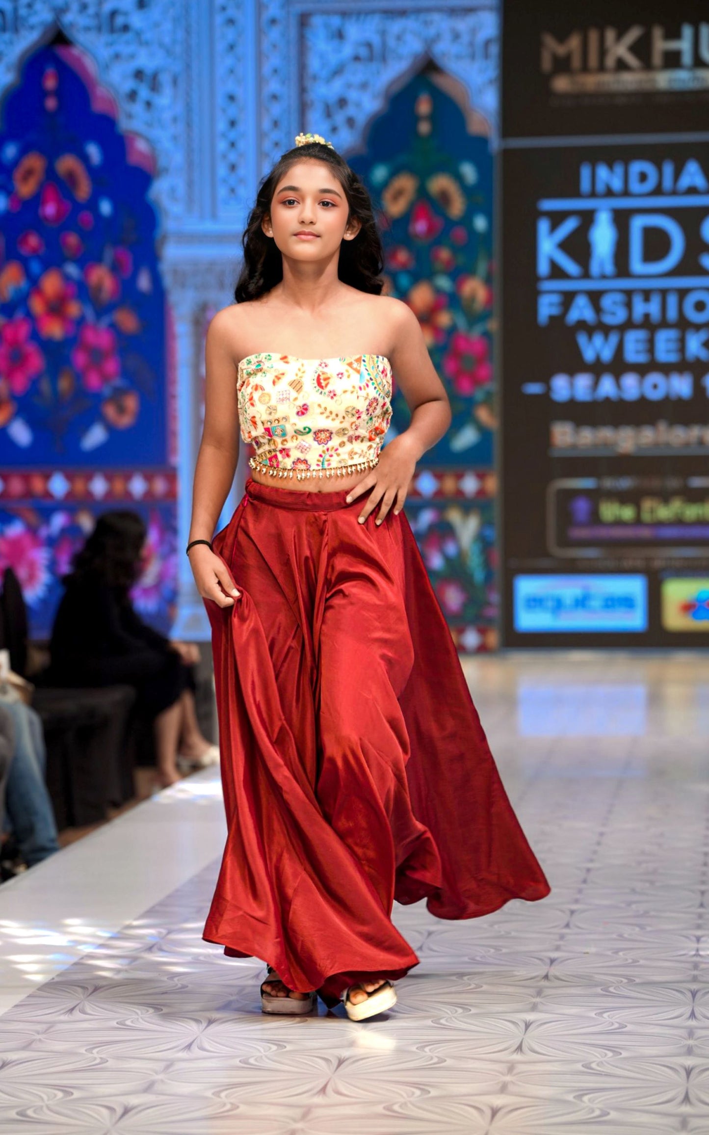 Maroon designer kids skirt & top RR016