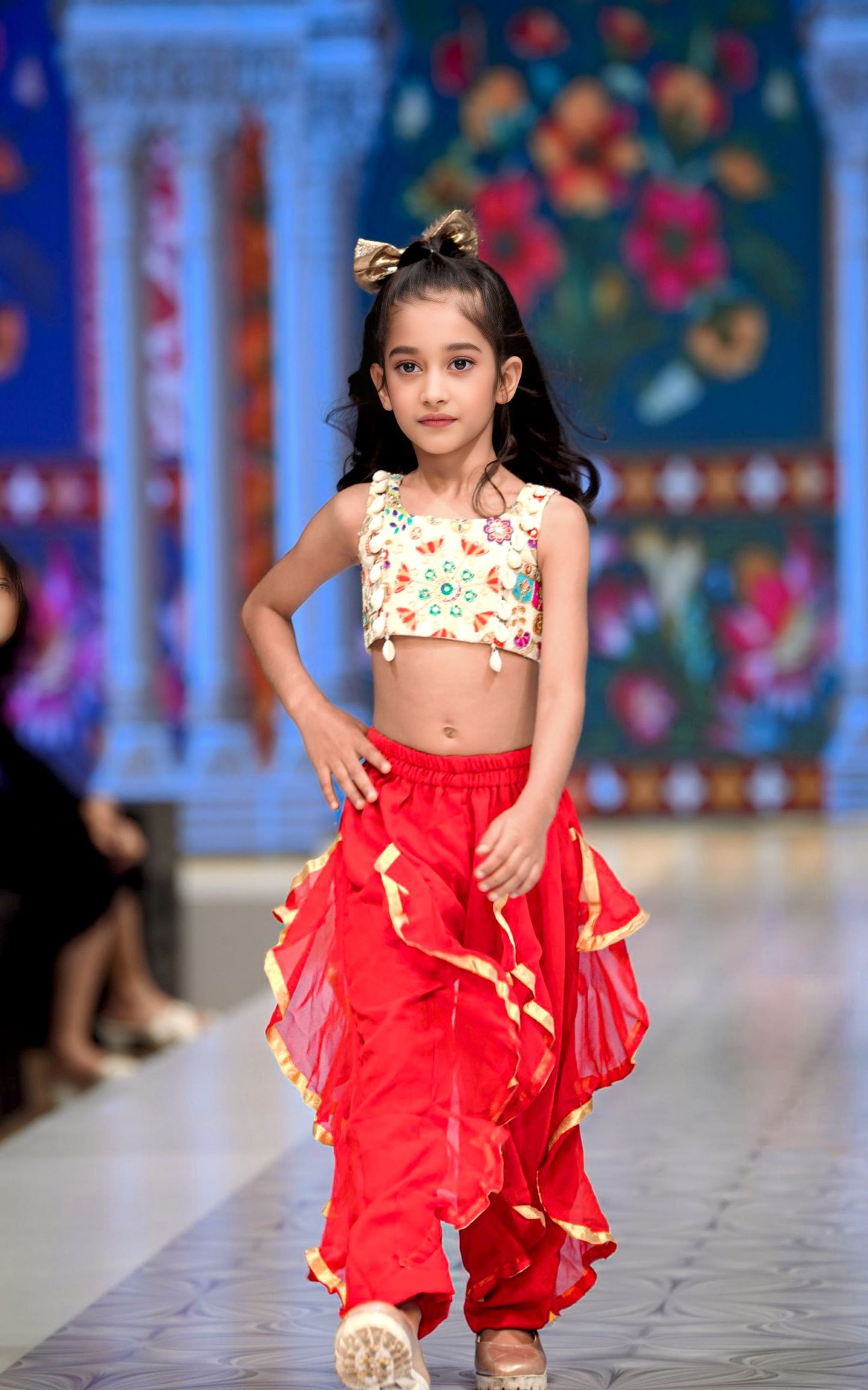 Red ruffled pant & crop top RR014