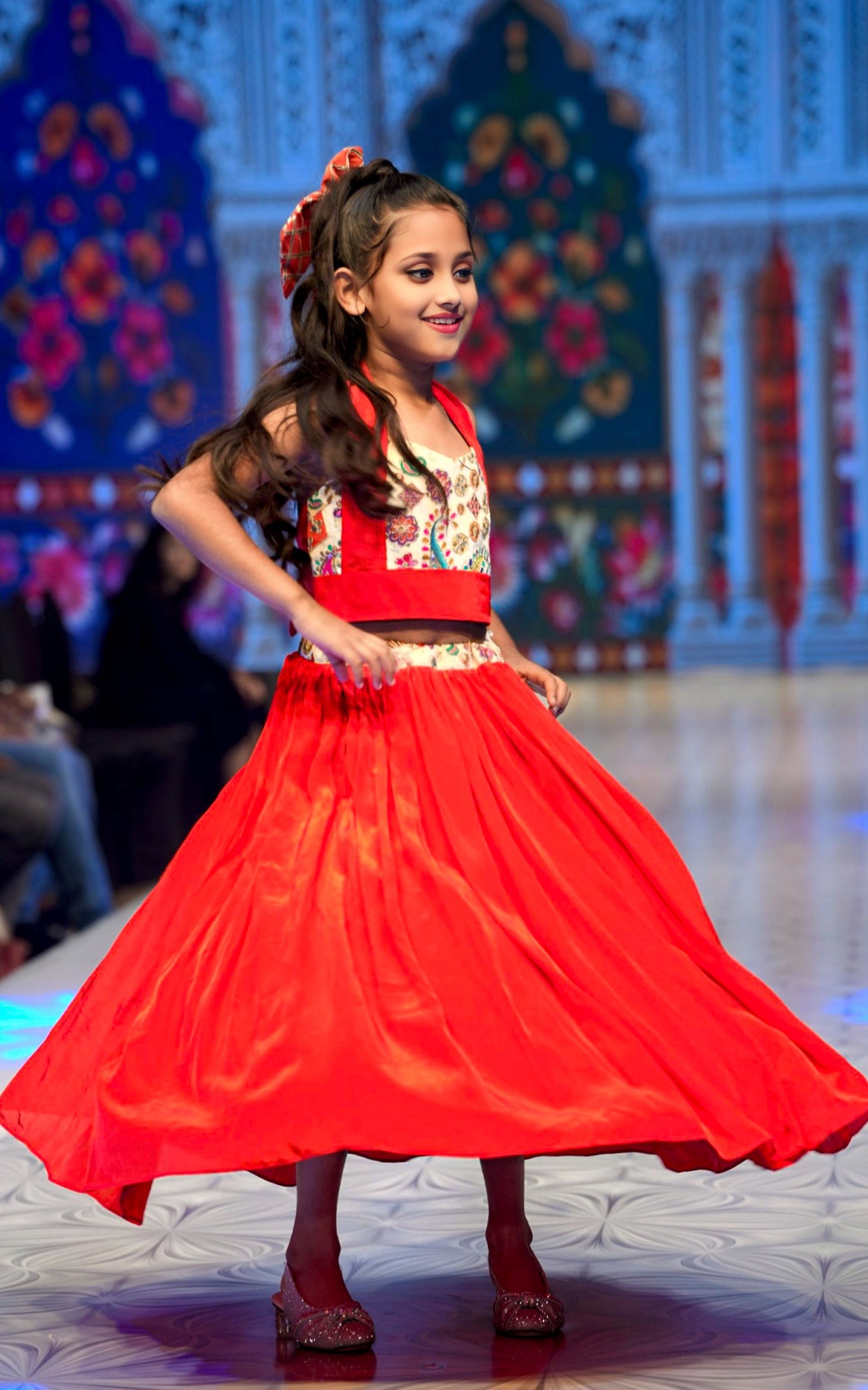 Red kids designer wear skirt& top RR012