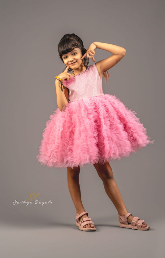 Pink Ruffled partywear frock KW006