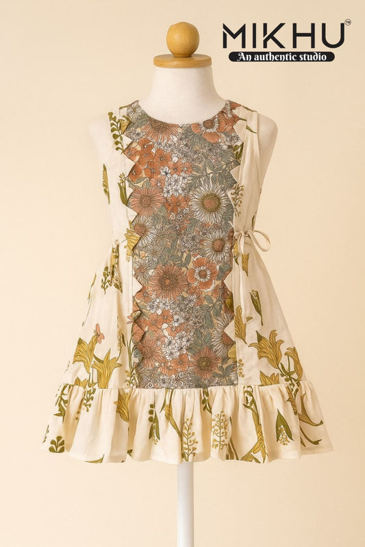Floral Printed offwhite frock KW039
