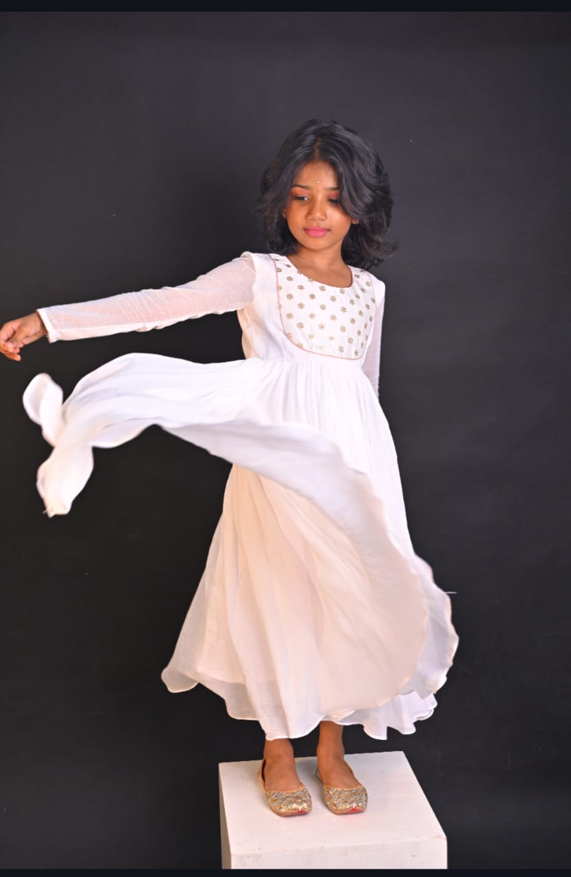 White designer anarkali dress