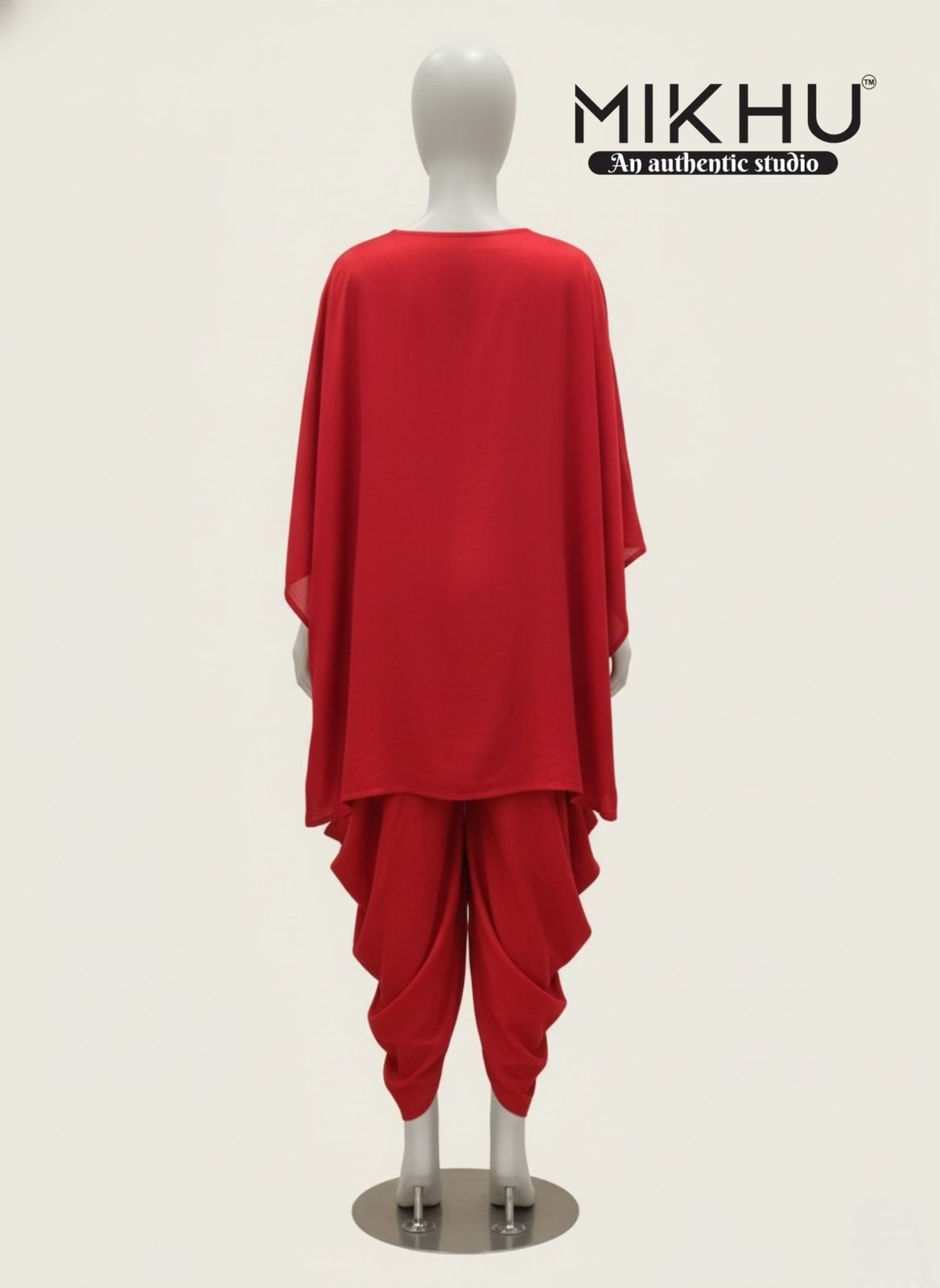 Red poncho style indowestern dress