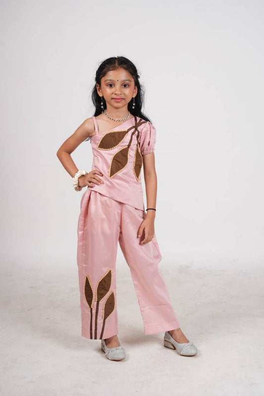 Baby pink applique pant-top set