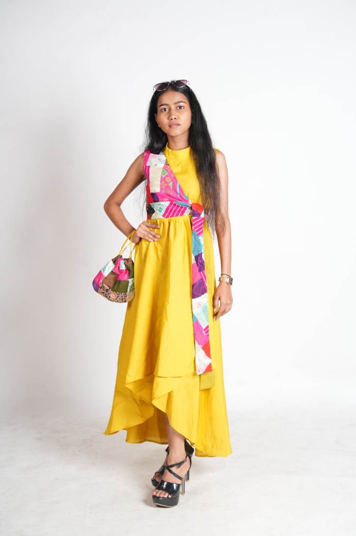 Quilted asymmetric dress