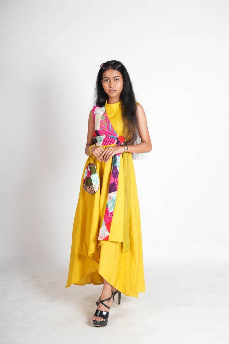 Quilted asymmetric dress