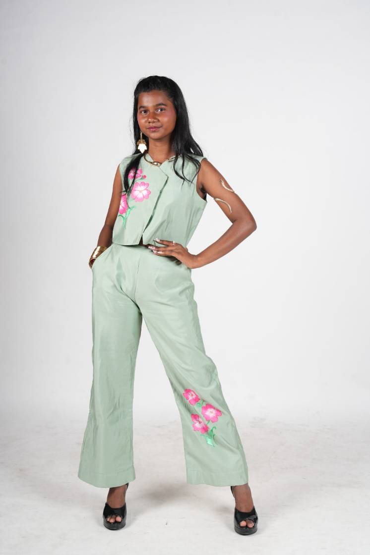 Pastel green handpainted co-ord set