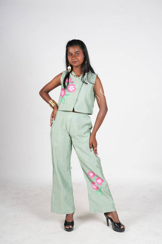 Pastel green handpainted co-ord set