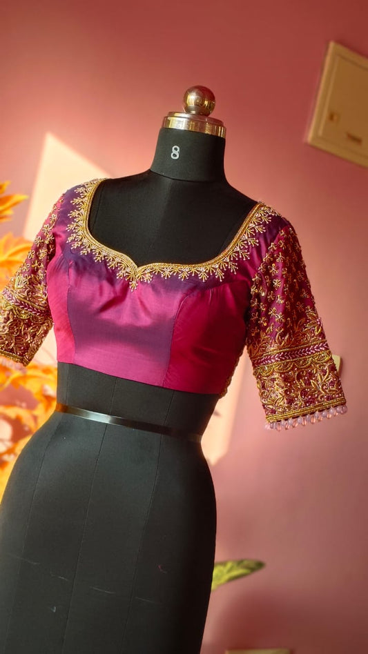 Purple color handwork blouse